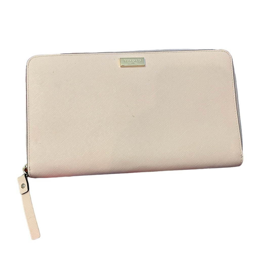 Kate Spade Clutch Wallet Light Pink Large Zip Around 9”